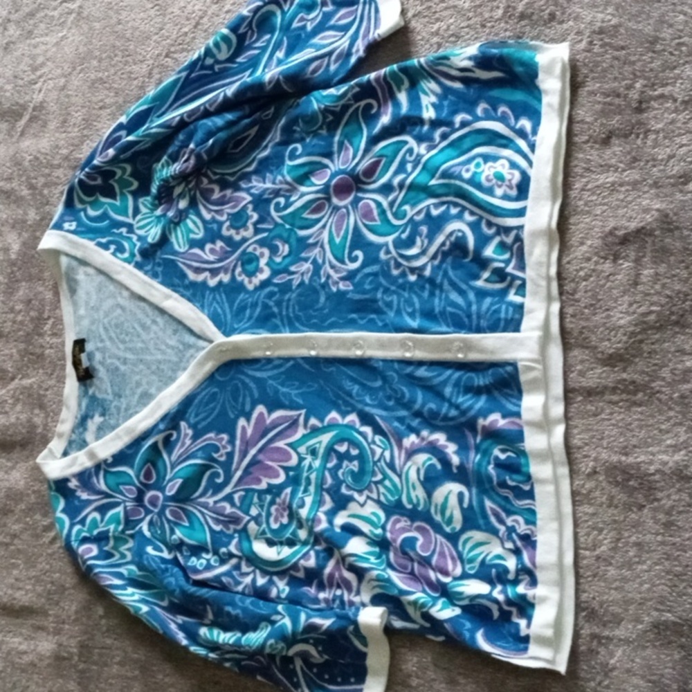 Bob Mackie Wearable Art Paisley V-Neck Cardigan - image 1